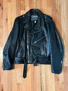 Vintage black leather biker jacket